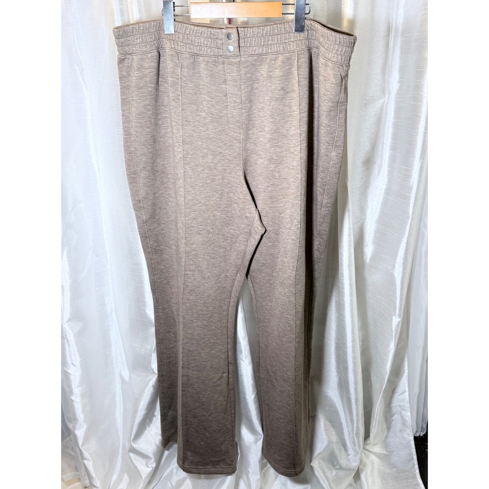 Spanx AirEssentials Wide Leg Pants Womens 2X Tan Heathered Pintuck Seam Relaxed